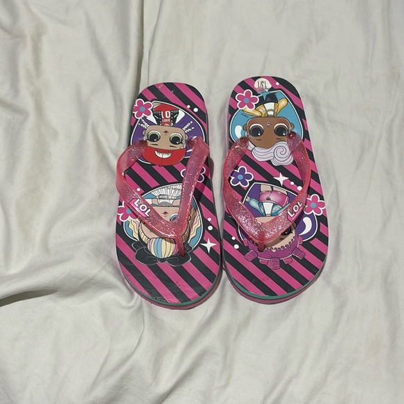 lol 13/1 light up tween toe flip flops blinking lights worn once euc like new - Picture 1 of 7